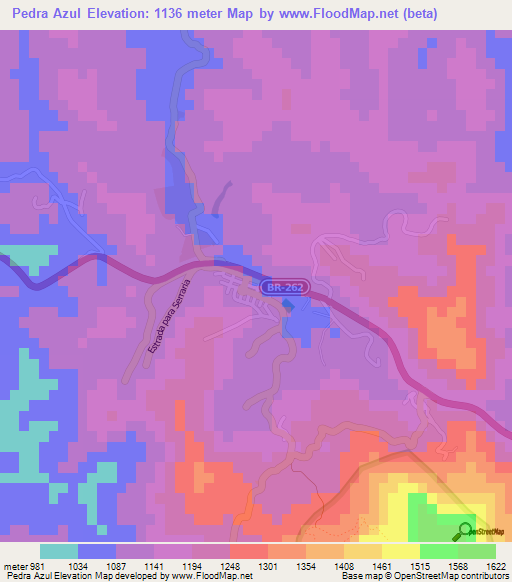 Pedra Azul,Brazil Elevation Map