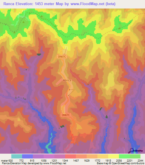 Ranca,Romania Elevation Map