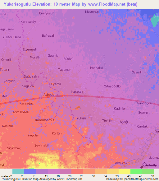 Yukarisogutlu,Turkey Elevation Map