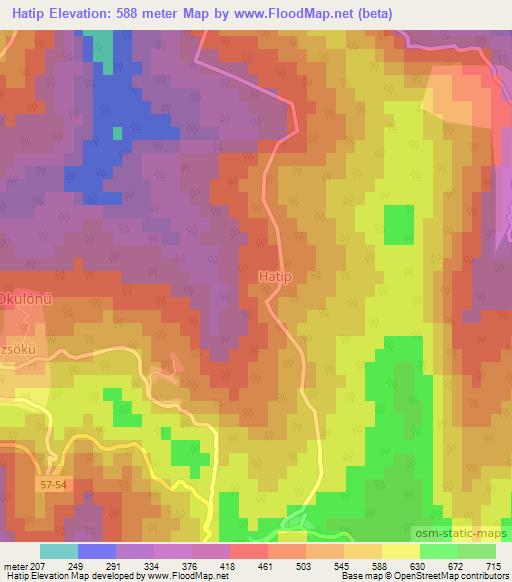 Hatip,Turkey Elevation Map