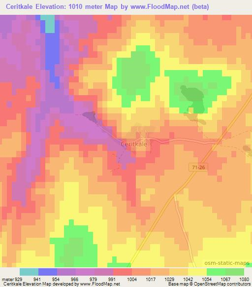 Ceritkale,Turkey Elevation Map