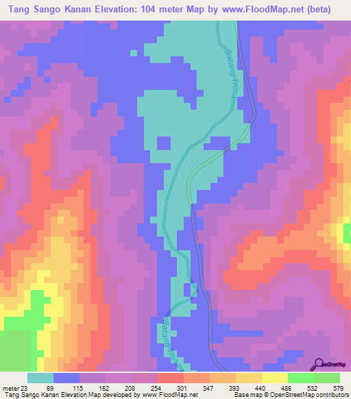 Tang Sango Kanan,Malaysia Elevation Map