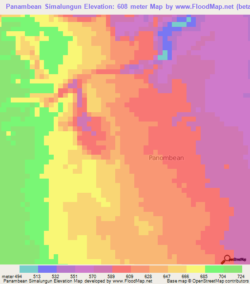 Panambean Simalungun,Indonesia Elevation Map