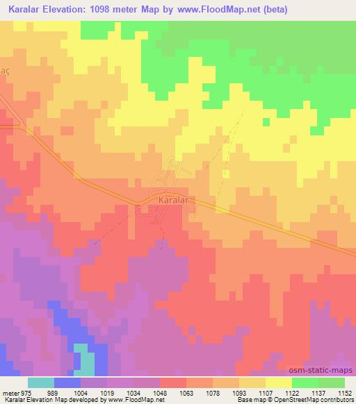 Karalar,Turkey Elevation Map