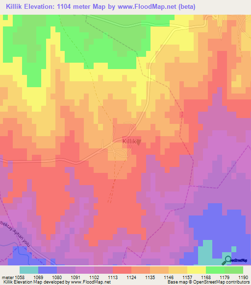 Killik,Turkey Elevation Map