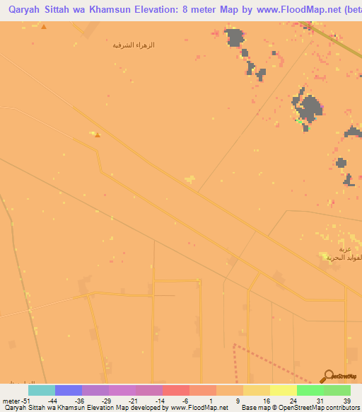 Qaryah Sittah wa Khamsun,Egypt Elevation Map