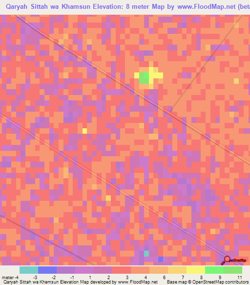 Qaryah Sittah wa Khamsun,Egypt Elevation Map