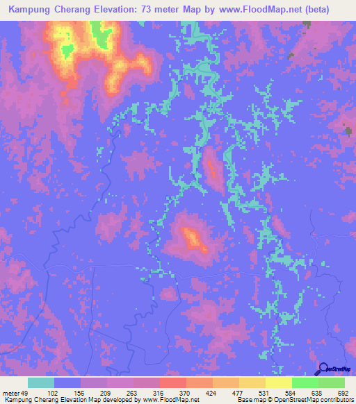 Kampung Cherang,Malaysia Elevation Map