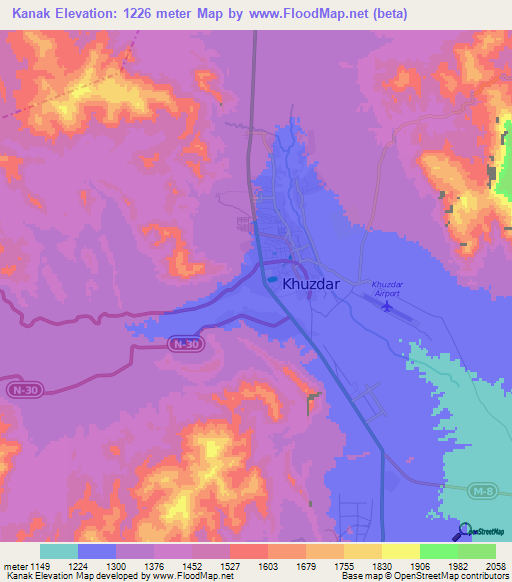 Kanak,Pakistan Elevation Map