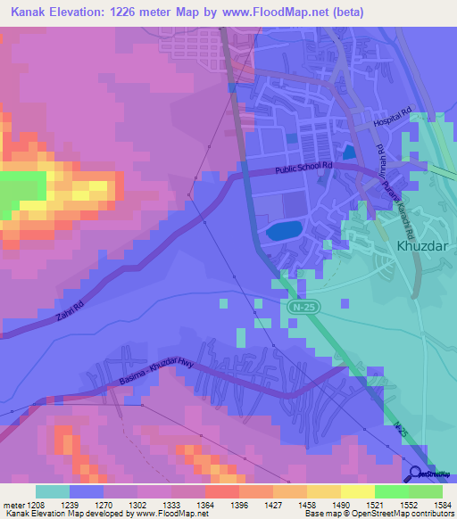 Kanak,Pakistan Elevation Map