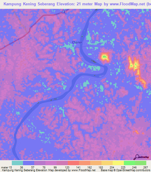 Kampung Kening Seberang,Malaysia Elevation Map