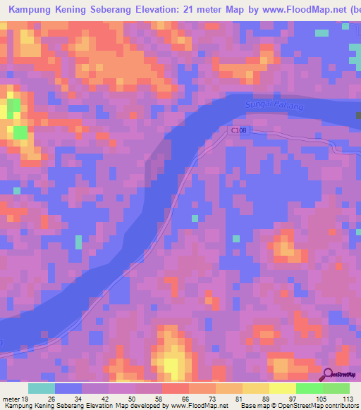 Kampung Kening Seberang,Malaysia Elevation Map