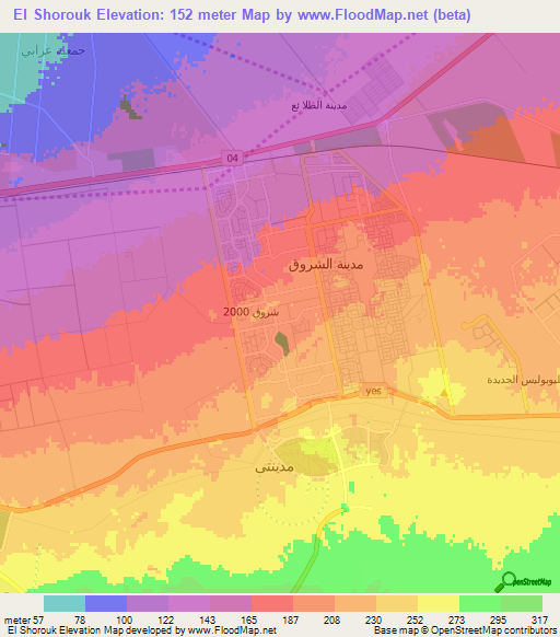 El Shorouk,Egypt Elevation Map