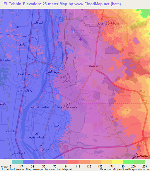 El Tebbin,Egypt Elevation Map