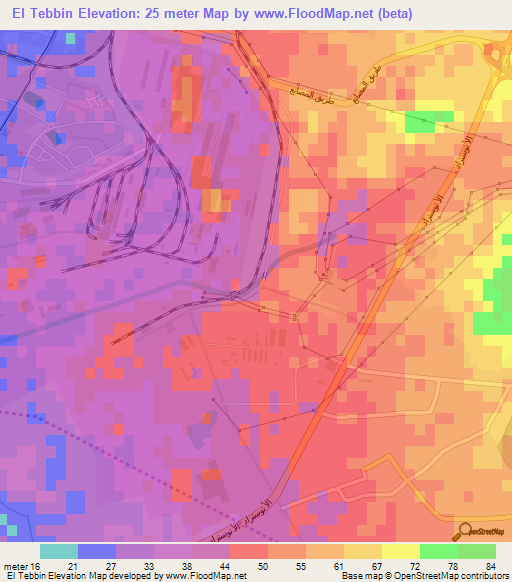 El Tebbin,Egypt Elevation Map