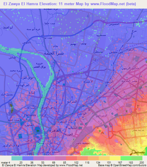 El Zawya El Hamra,Egypt Elevation Map