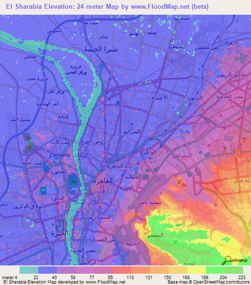 El Sharabia,Egypt Elevation Map