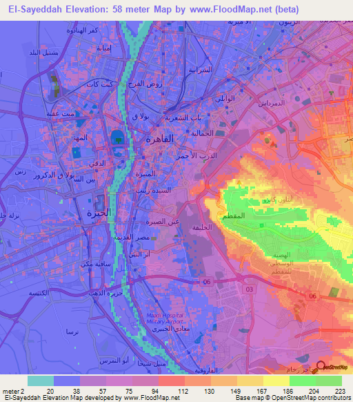 El-Sayeddah,Egypt Elevation Map