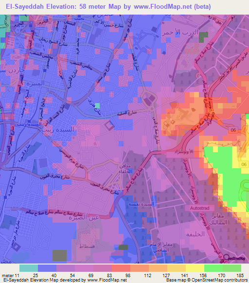 El-Sayeddah,Egypt Elevation Map