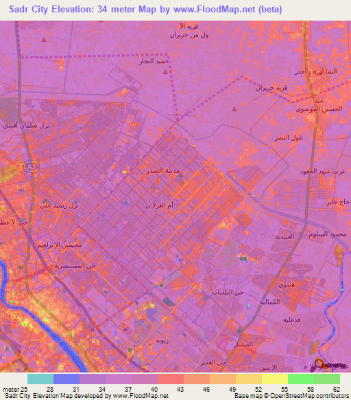 Sadr City,Iraq Elevation Map