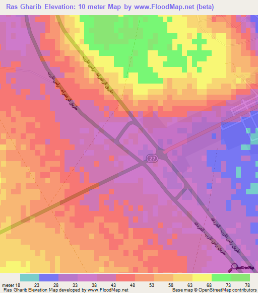 Ras Gharib,Egypt Elevation Map