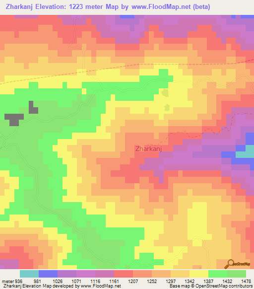 Zharkanj,Albania Elevation Map