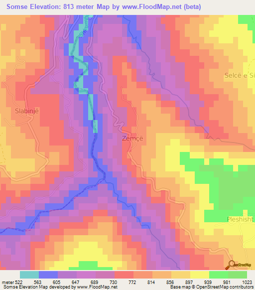 Somse,Albania Elevation Map