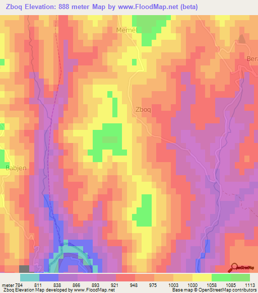 Zboq,Albania Elevation Map