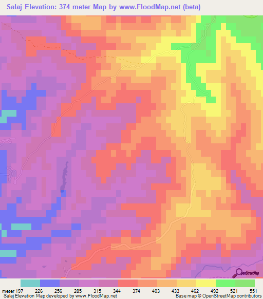 Salaj,Albania Elevation Map