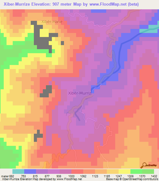 Xiber-Murrize,Albania Elevation Map