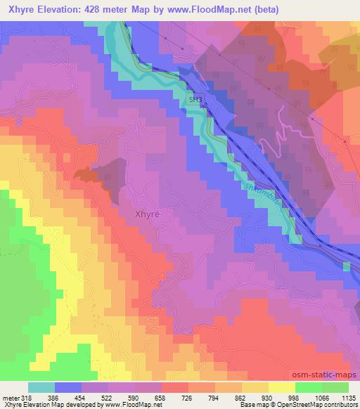 Xhyre,Albania Elevation Map