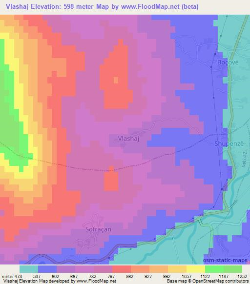 Vlashaj,Albania Elevation Map