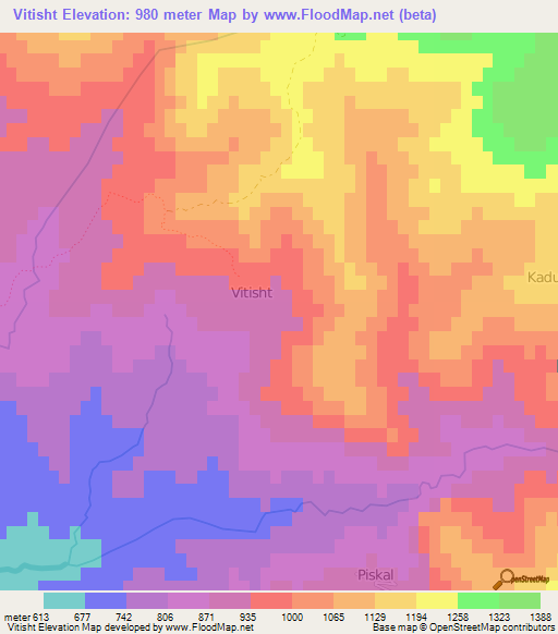 Vitisht,Albania Elevation Map