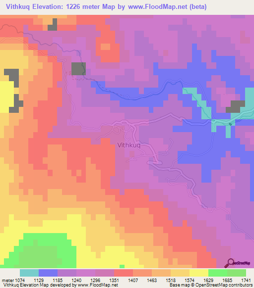 Vithkuq,Albania Elevation Map