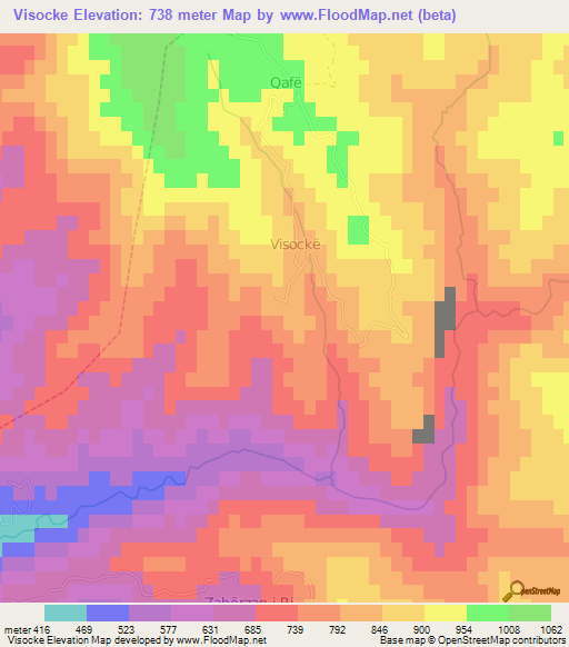 Visocke,Albania Elevation Map