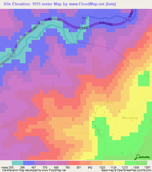 Vile,Albania Elevation Map