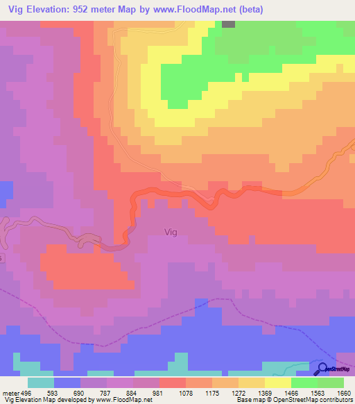 Vig,Albania Elevation Map