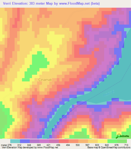 Verri,Albania Elevation Map