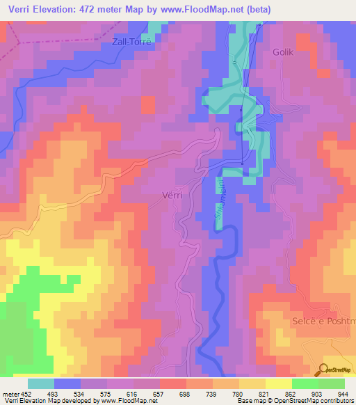 Verri,Albania Elevation Map