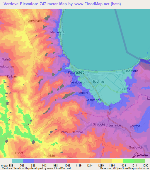 Verdove,Albania Elevation Map