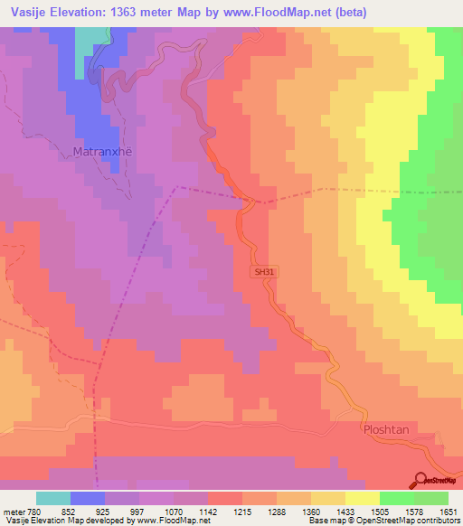 Vasije,Albania Elevation Map