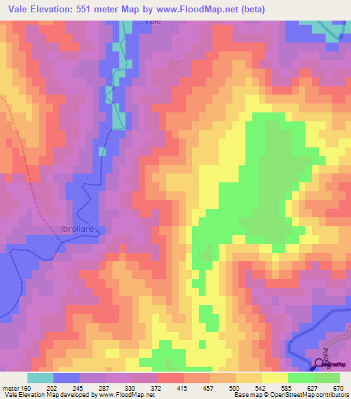 Vale,Albania Elevation Map