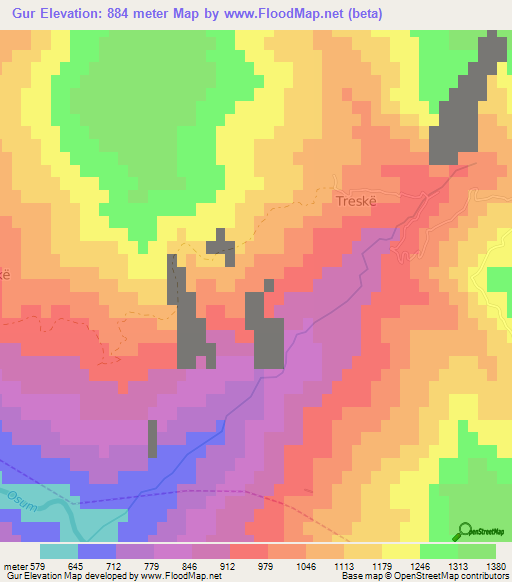 Gur,Albania Elevation Map