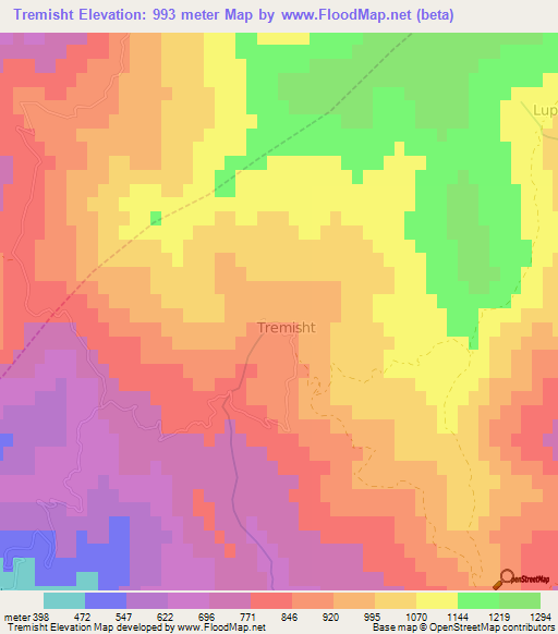 Tremisht,Albania Elevation Map