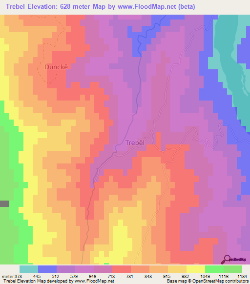 Trebel,Albania Elevation Map