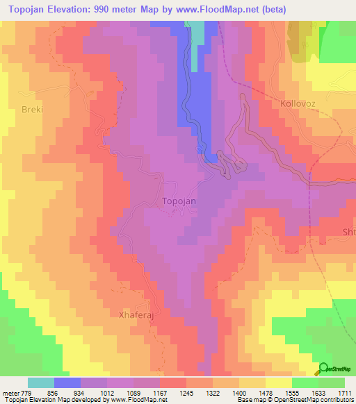 Topojan,Albania Elevation Map