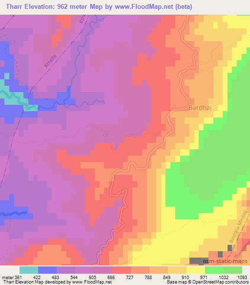 Tharr,Albania Elevation Map