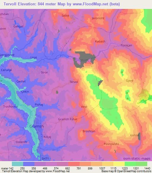 Tervoll,Albania Elevation Map