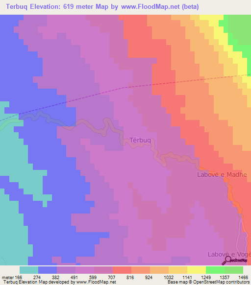 Terbuq,Albania Elevation Map