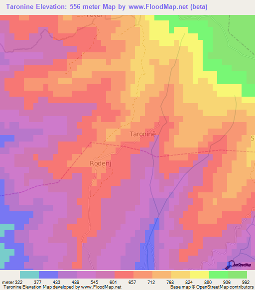 Taronine,Albania Elevation Map